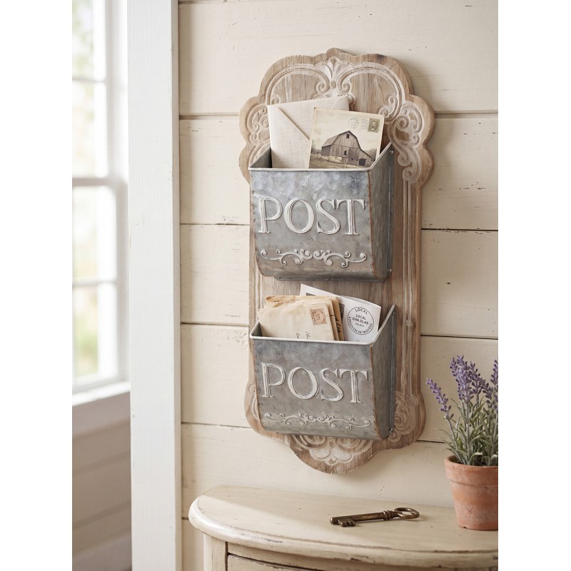 Clayre & Eef Portalettere 26x10x53 cm Marrone Grigio Legno