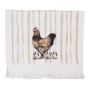 Clayre & Eef Gästehandtuch 40x66 cm Weiß Baumwolle Huhn