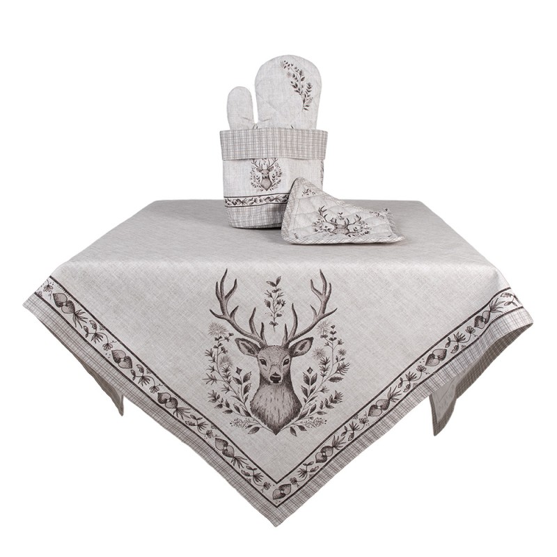 Clayre & Eef Brotkorb Ø 15x16 cm Beige Baumwolle Hirsch