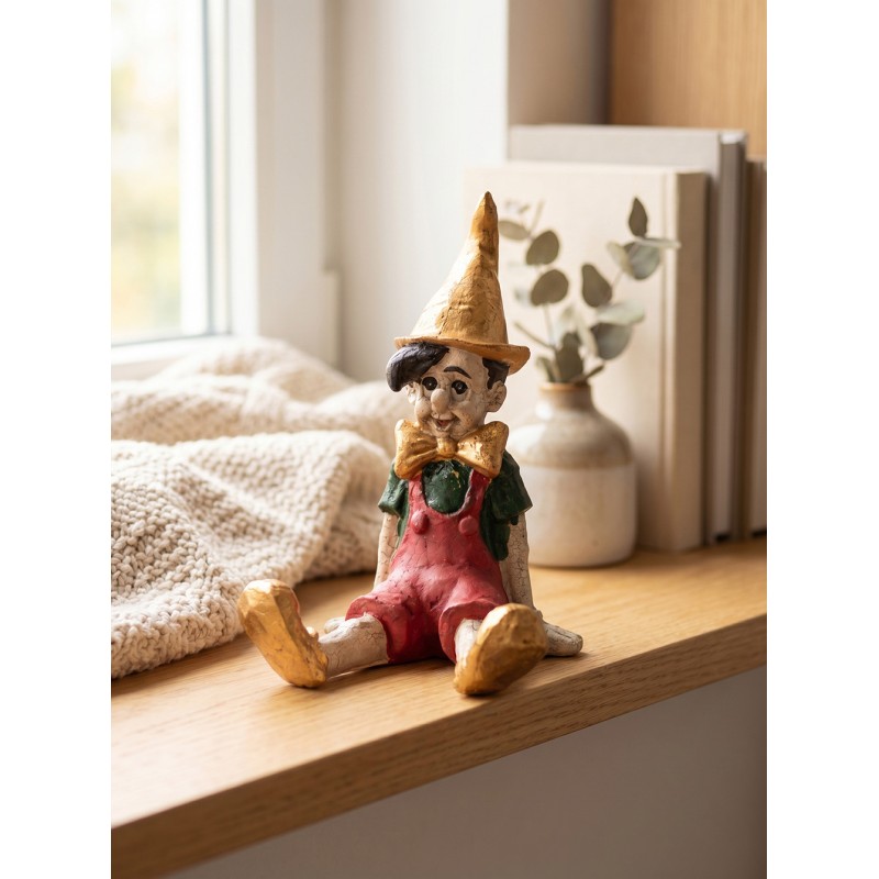 Clayre & Eef Dekorationsfigur Pinocchio 13x13x19 cm Beige Kunststoff