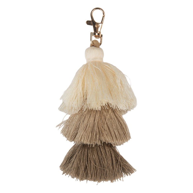 Clayre & Eef Sleutelhanger 4x4x13 cm Beige Synthetisch