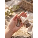 Clayre & Eef Sleutelhanger 4x4x13 cm Beige Synthetisch