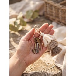 Clayre & Eef Keychain 4x4x13 cm Beige Synthetic