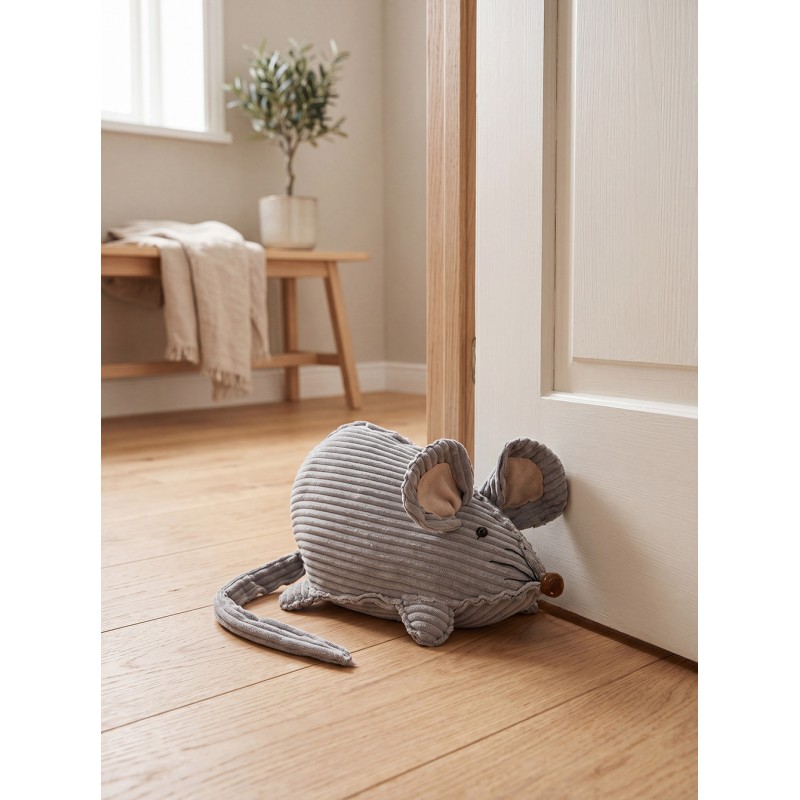 Clayre & Eef Deurstopper Muis 28x15x16 cm Grijs Synthetisch