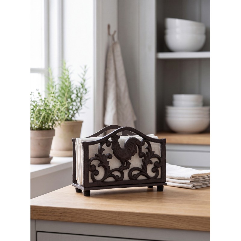 Clayre & Eef Napkin Holder 17x6x12 cm Brown Metal