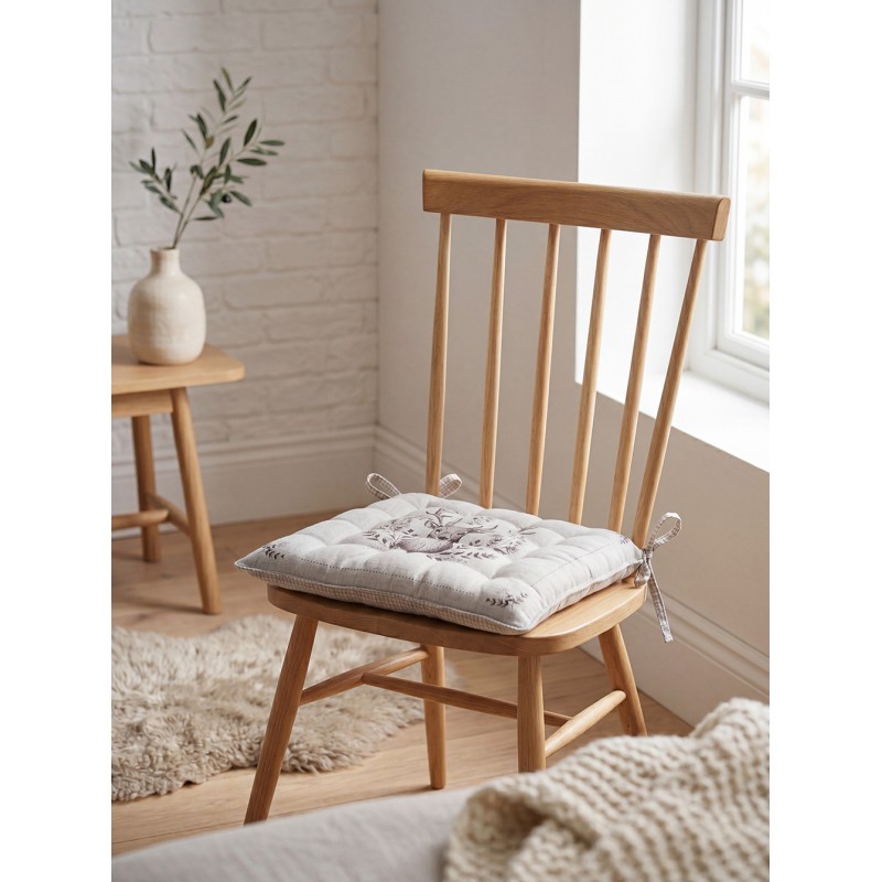 Clayre & Eef Chair Cushion Foam 40x40x4 cm Beige Cotton Deer