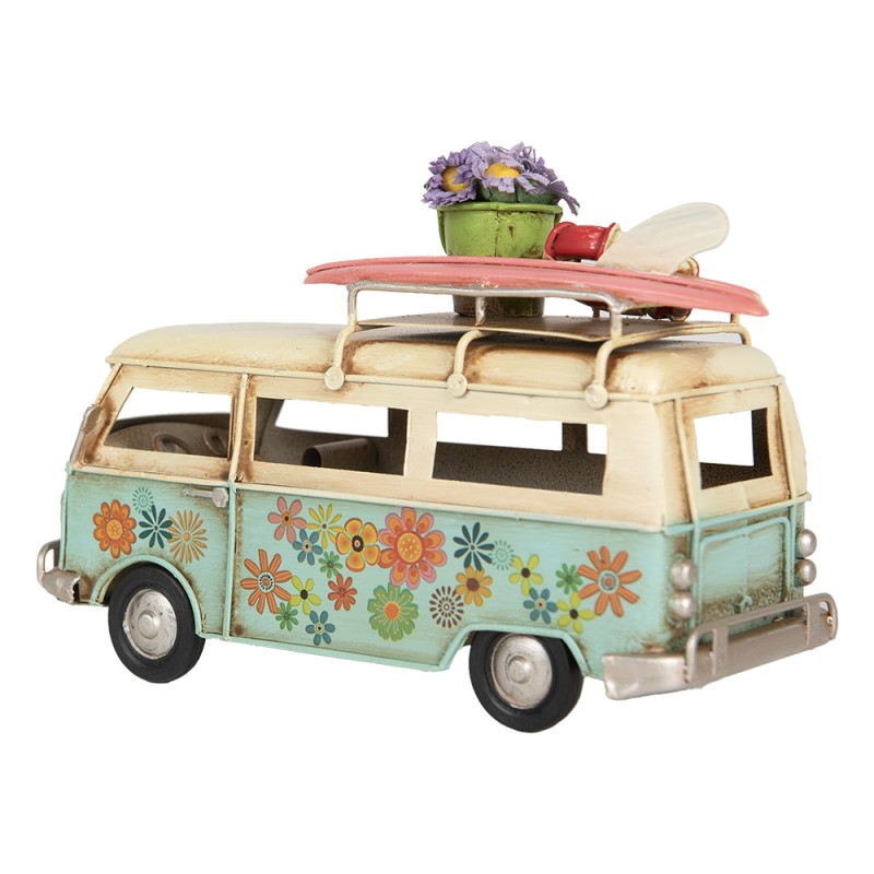 Clayre & Eef Image de décoration Caravane 17x7x11 cm Bleu Beige Métal