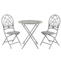 Clayre & Eef Set da bistrot Tavolo da bistrot Sedia da bistrot 3 pezzi Ø 70x76 cm Grigio Ferro