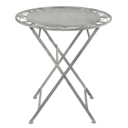 Clayre & Eef Set da bistrot Tavolo da bistrot Sedia da bistrot 3 pezzi Ø 70x76 cm Grigio Ferro
