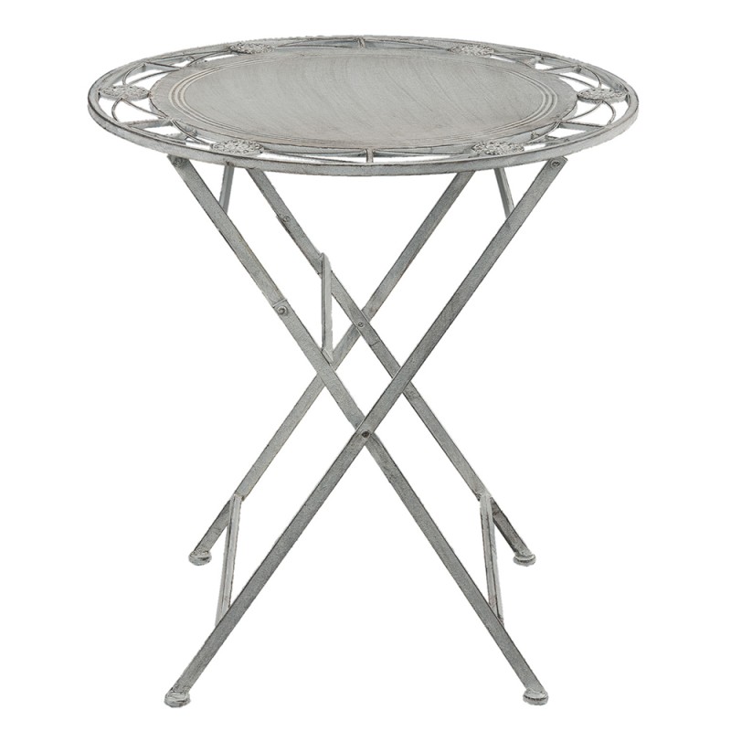Clayre & Eef Set da bistrot Tavolo da bistrot Sedia da bistrot 3 pezzi Ø 70x76 cm Grigio Ferro