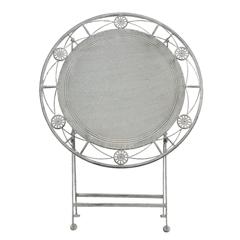 Clayre & Eef Bistro Set Bistro Table Bistro Chair Set of 3 Ø 70x76 cm Grey Iron