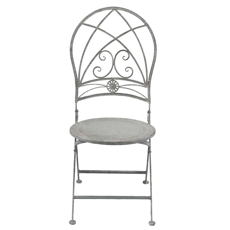 Clayre & Eef Set da bistrot Tavolo da bistrot Sedia da bistrot 3 pezzi Ø 70x76 cm Grigio Ferro
