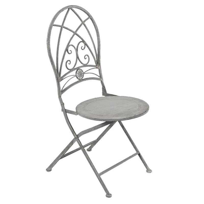Clayre & Eef Bistro Set Bistro Table Bistro Chair Set of 3 Ø 70x76 cm Grey Iron