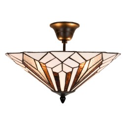 Lumilamp Plafondlamp Tiffany Ø 40x28 cm Wit Bruin Metaal