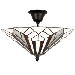Lumilamp Lampada da soffitto Tiffany Ø 40x28 cm Bianco Marrone Metallo
