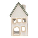 Clayre & Eef Portacandela Casa 7x7x13 cm Grigio Ceramica