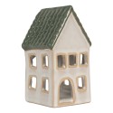 Clayre & Eef Portacandela Casa 7x7x13 cm Grigio Ceramica