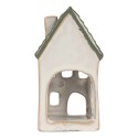 Clayre & Eef Portacandela Casa 7x7x13 cm Grigio Ceramica