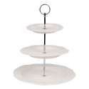 Clayre & Eef Etagere 3 layer Ø 26x31 cm White Ceramic