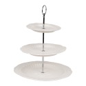 Clayre & Eef Etagere 3 layer Ø 26x31 cm White Ceramic
