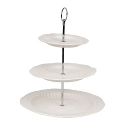 Clayre & Eef Etagere a 3 strati Ø 26x31 cm Bianco Ceramica
