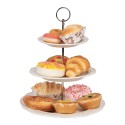 Clayre & Eef Etagere 3 layer Ø 26x31 cm White Ceramic