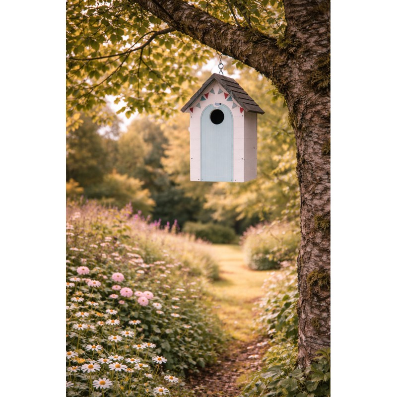 Clayre & Eef Birdhouse 15x10x22 cm White Wood