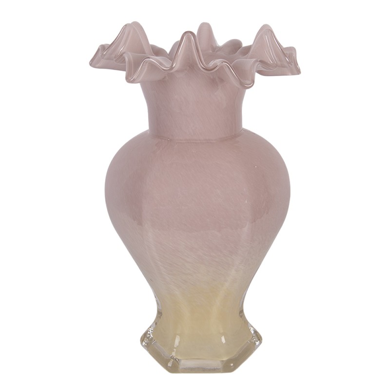 Clayre & Eef Vase Ø 14x25 cm Rosa Glas