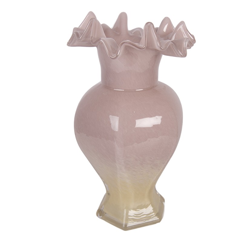 Clayre & Eef Vase Ø 14x25 cm Rosa Glas