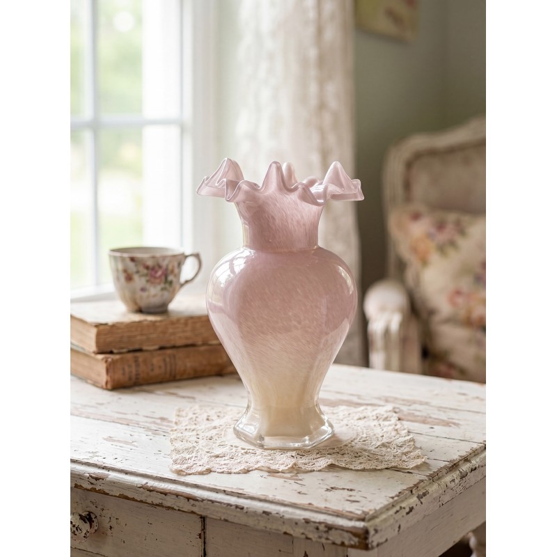 Clayre & Eef Vase Ø 14x25 cm Rosa Glas