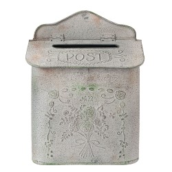 Clayre & Eef Brievenbus 26x10x35 cm Grijs IJzer Bloemen