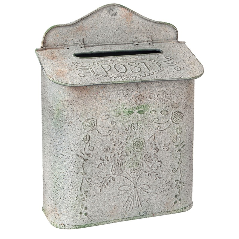 Clayre & Eef Buca delle lettere 26x10x35 cm Grigio Ferro Fiori