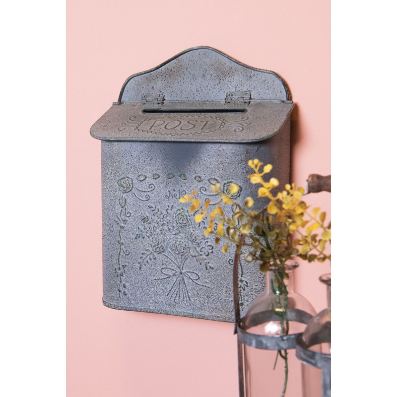 Clayre & Eef Buca delle lettere 26x10x35 cm Grigio Ferro Fiori