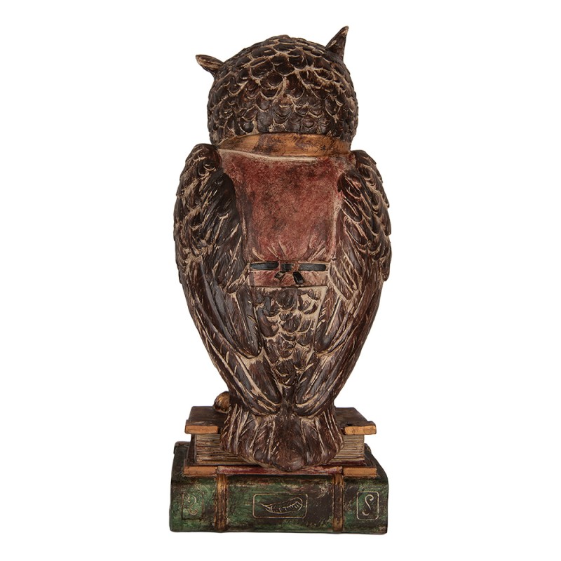 Clayre & Eef Money Box Owl 16x15x35 cm Brown Plastic