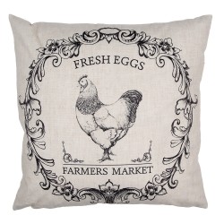 Clayre & Eef Federa per cuscino 45x45 cm Beige Nero Poliestere Gallo