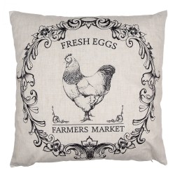 Clayre & Eef Federa per cuscino 45x45 cm Beige Nero Poliestere Gallo