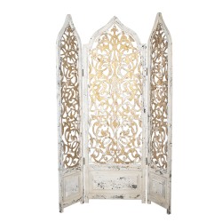 Clayre & Eef Kamerscherm 124x186 cm Wit Goudkleurig Hout