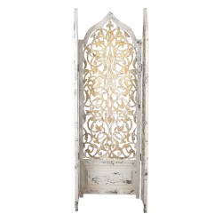Clayre & Eef Kamerscherm 124x186 cm Wit Goudkleurig Hout