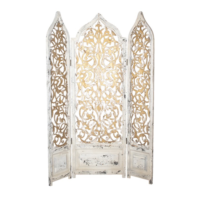 Clayre & Eef Room Divider 124x186 cm White Gold colored Wood