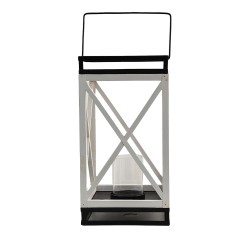 Clayre & Eef Lantaarn 38 cm Wit Zwart Hout