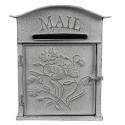 Clayre & Eef Buca delle lettere 26x10x31 cm Grigio Bianco Metallo Fiori