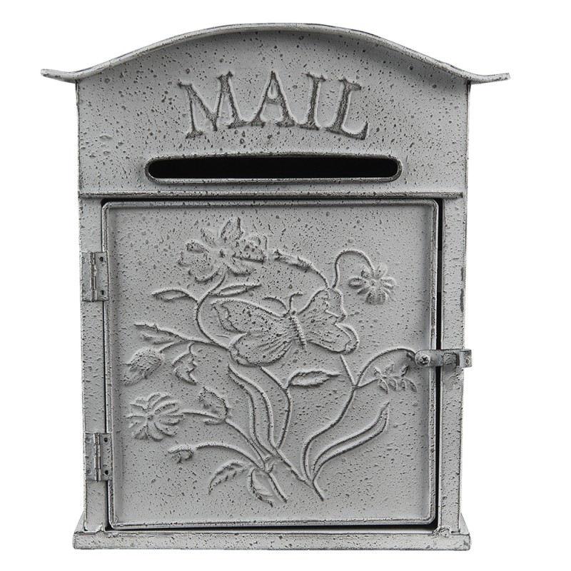 Clayre & Eef Buca delle lettere 26x10x31 cm Grigio Bianco Metallo Fiori