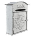 Clayre & Eef Buca delle lettere 26x10x31 cm Grigio Bianco Metallo Fiori