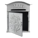 Clayre & Eef Buca delle lettere 26x10x31 cm Grigio Bianco Metallo Fiori