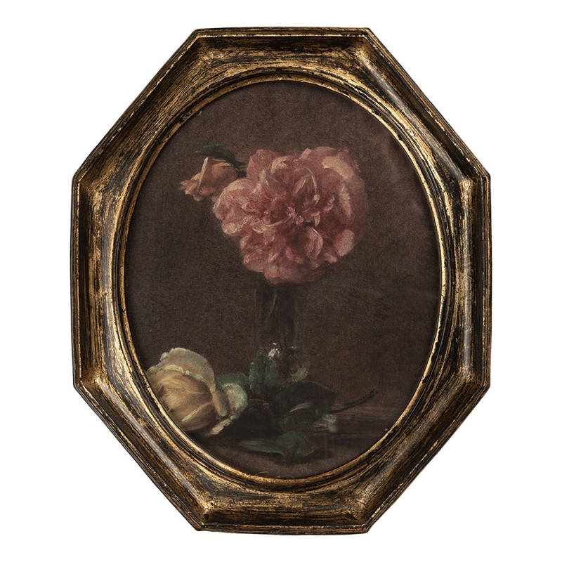 Clayre & Eef Painting 25x3x30 cm Black Plastic Flowers