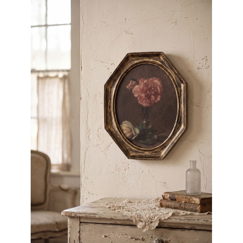 Clayre & Eef Painting 25x3x30 cm Black Plastic Flowers