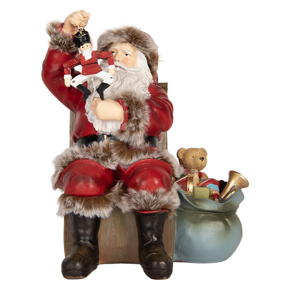 Clayre & Eef Beeld Kerstman 16x13x19 cm Rood Kunststof afbeelding