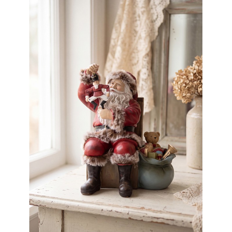 Clayre & Eef Figurine Santa Claus 16x13x19 cm Red Plastic