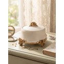 Clayre & Eef Scatola dei gioielli Ø 14x9 cm Beige Plastica