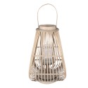 Clayre & Eef Windlicht 27x27x42 cm Beige Rattan